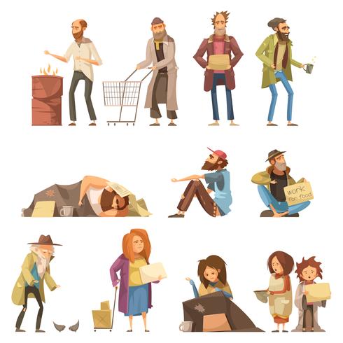 Homeless People Set vector