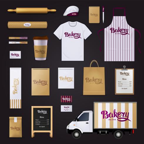 Bakery Corporate Identity Template Design Set vector