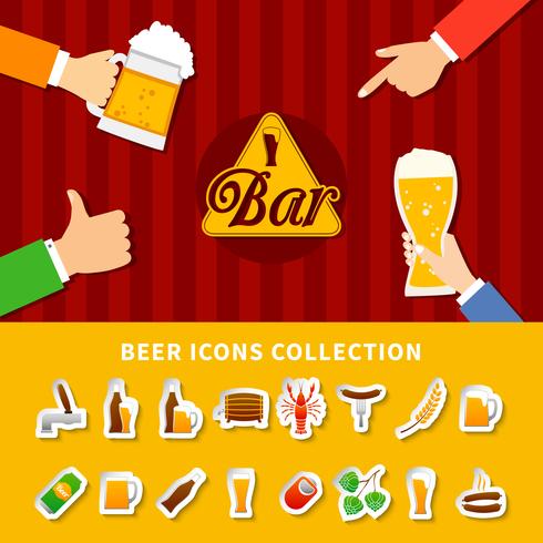 Conjunto de iconos de cerveza vector