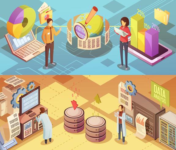 Data Analysis Isometric Banners vector