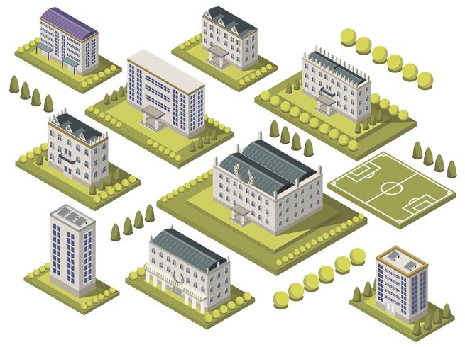 Isometric University Set vector