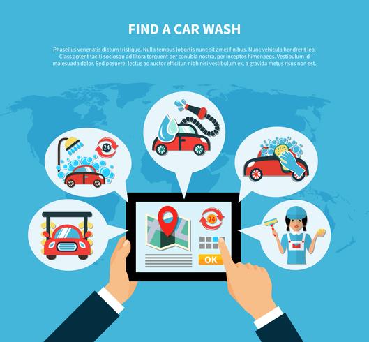 Car Wash Finder Concept vector