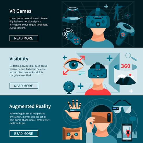 Virtual Reality Horizontal Webpage Banners Set vector