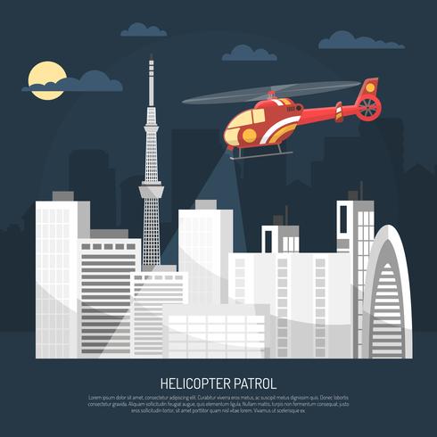 Ilustración de la patrulla del helicóptero vector