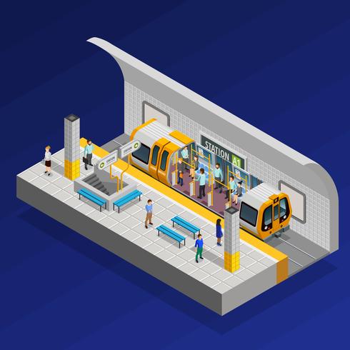 Underground Station Isometric Concept  vector