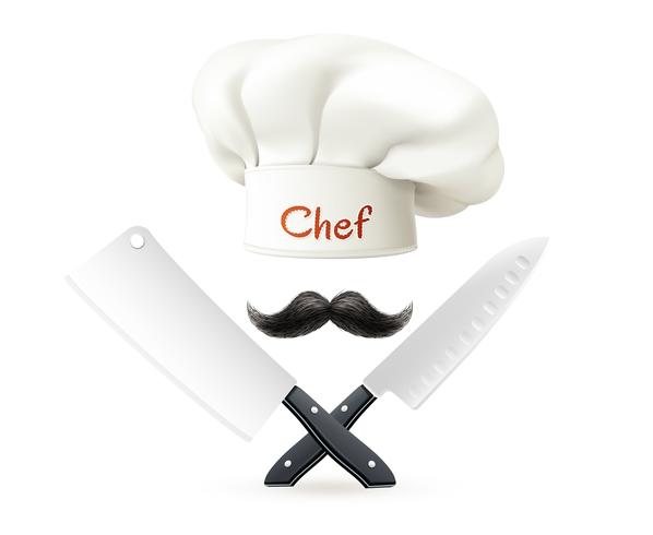 Sombrero De Chef Bigote Y Cuchillos vector