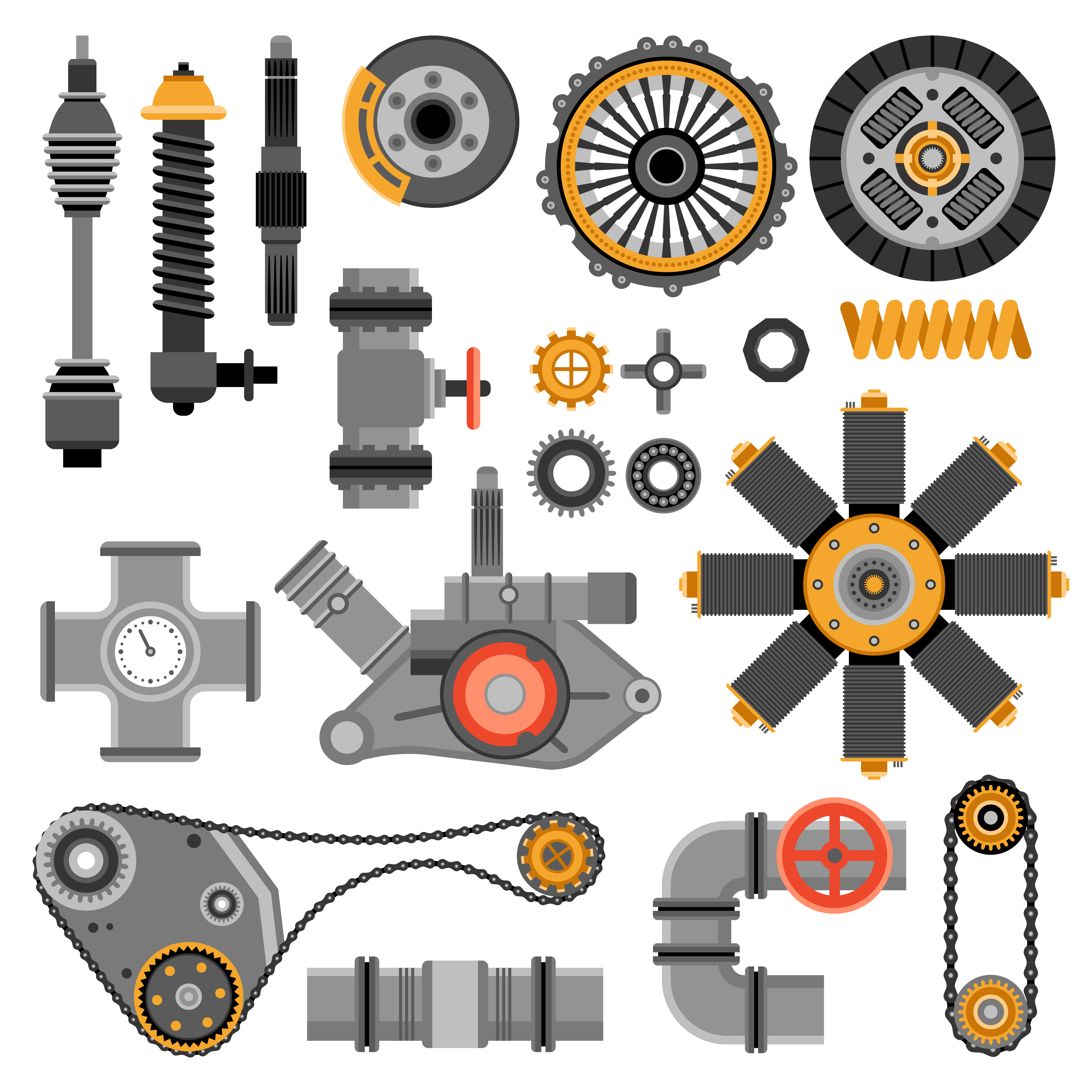 Machinery Parts Set 471271 Vector Art at Vecteezy