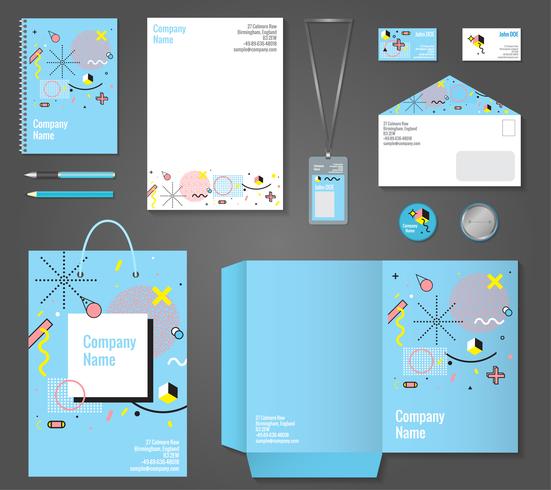 Stationery Corporate Identity Memphis Style vector