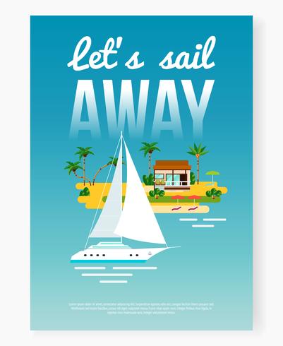 Sail Away cartel de vacaciones vector