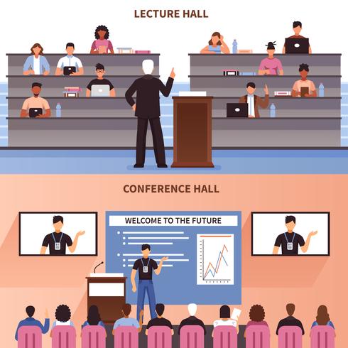 Lecture And Conference Hall Banner Set vector