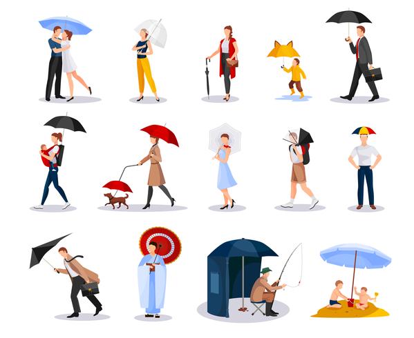 People With Umbrellas Collection  vector