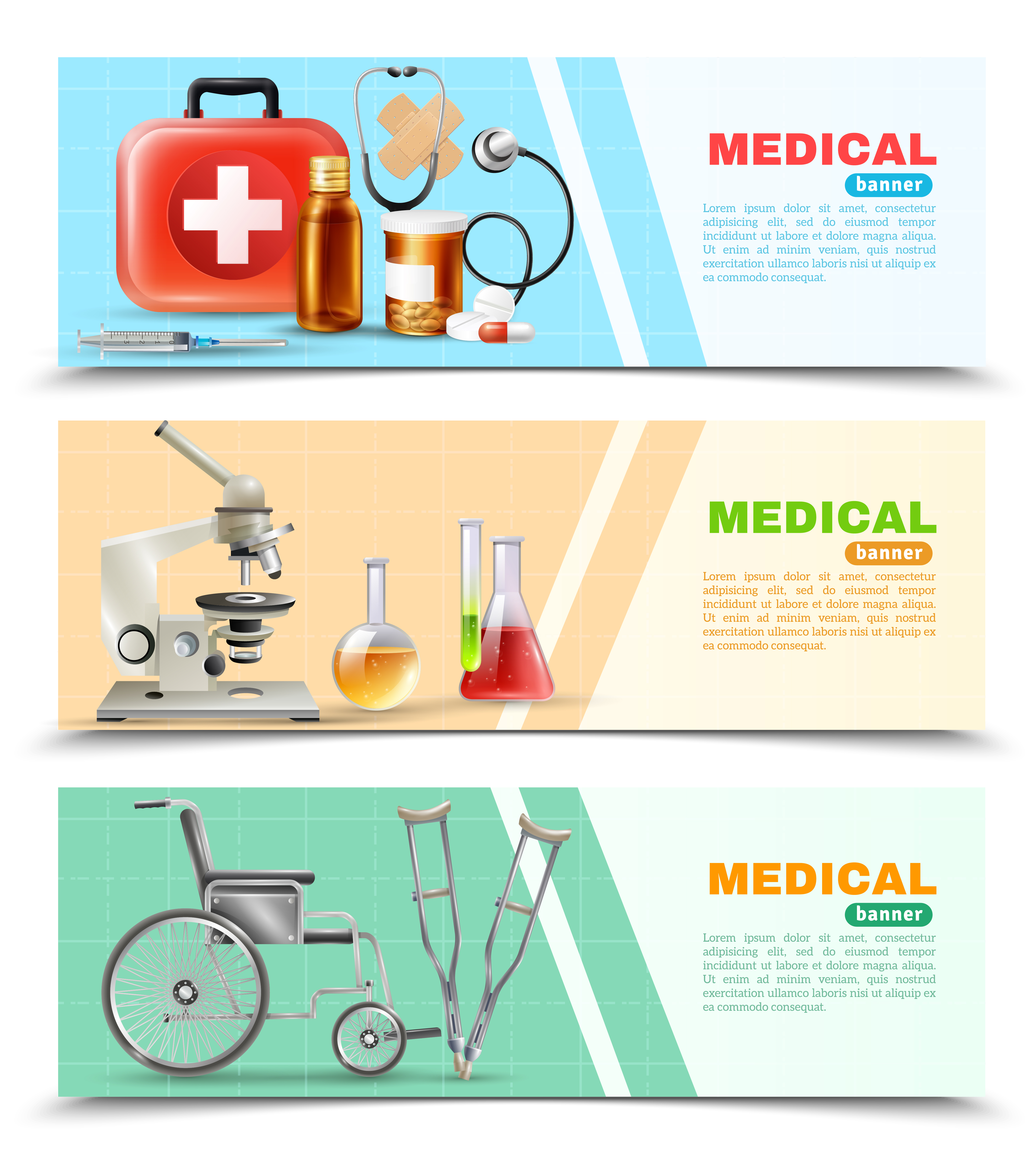 Healthcare Flat Medical Horizontal Banners Set 471329 Vector Art at