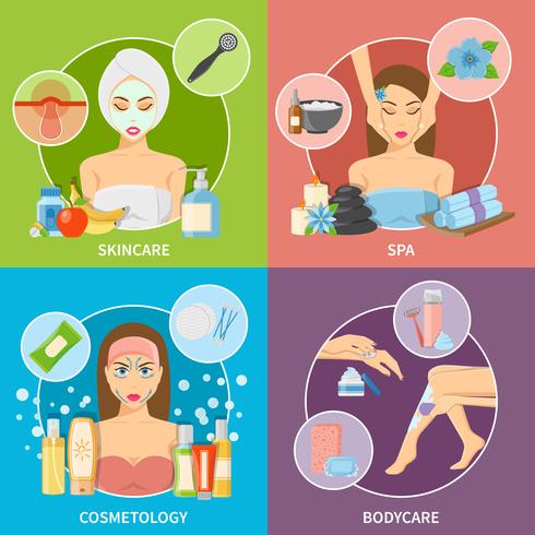 Skin And Body Cosmetology 2x2 Design Concept vector