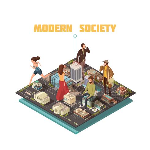 Isometric People Society vector