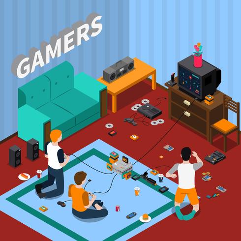 Game Gadgets Isometric Template vector