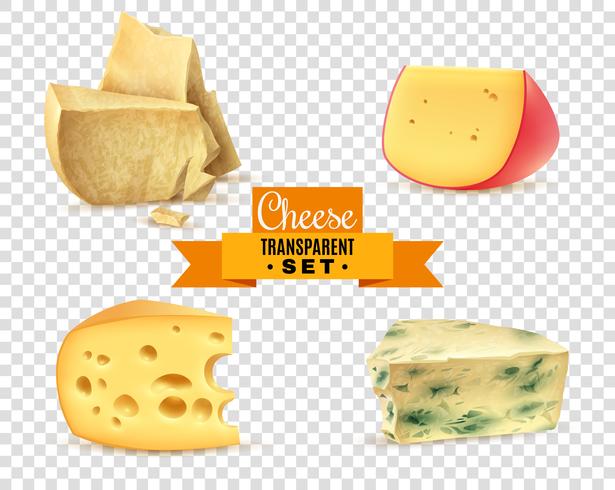 Cheese 4 Realistic Images Transparent Set vector