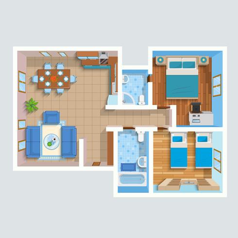 Top View Flat Interior Plan  vector