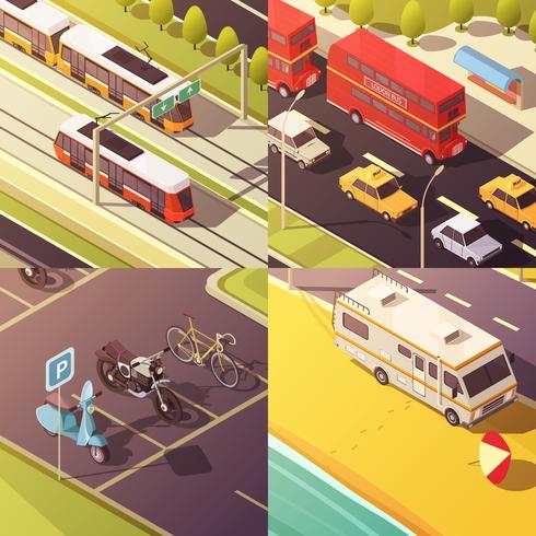 Conjunto de iconos de concepto de transporte vector