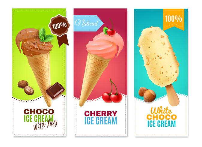 Banners verticales de helado vector