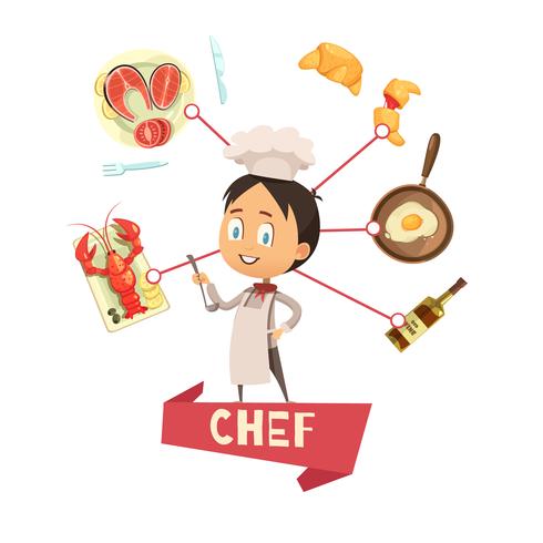 Chef de dibujos animados ilustración vectorial para niños vector