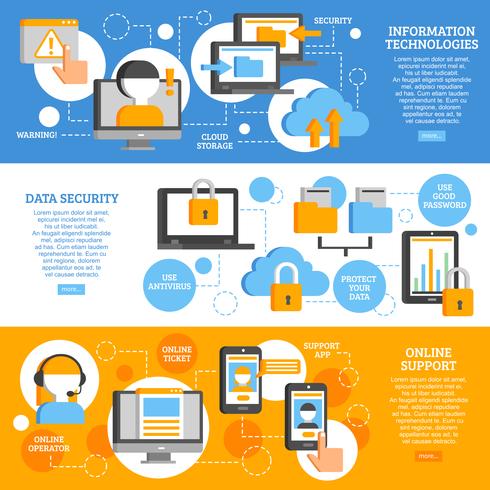 Tecnologías de la información Banners horizontales vector