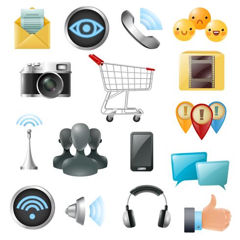 Social Media Symbols Accessories Icons Collection  vector