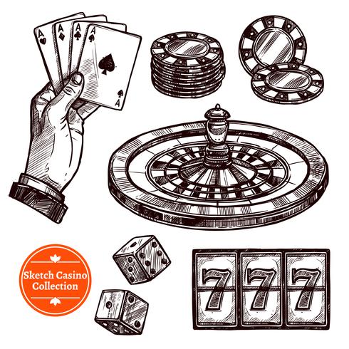 Hand Drawn Sketch Casino Collection  vector
