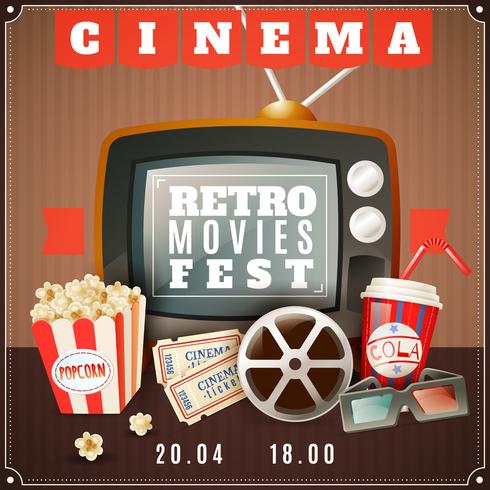 Cinema Retro Movies Festival Announcement Poster vector