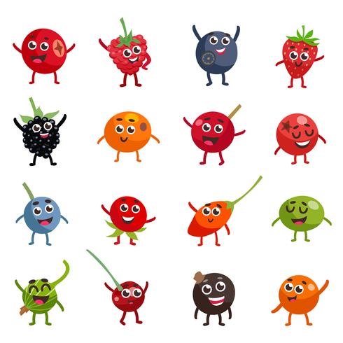 Funny Berries Cartoon Characters vector