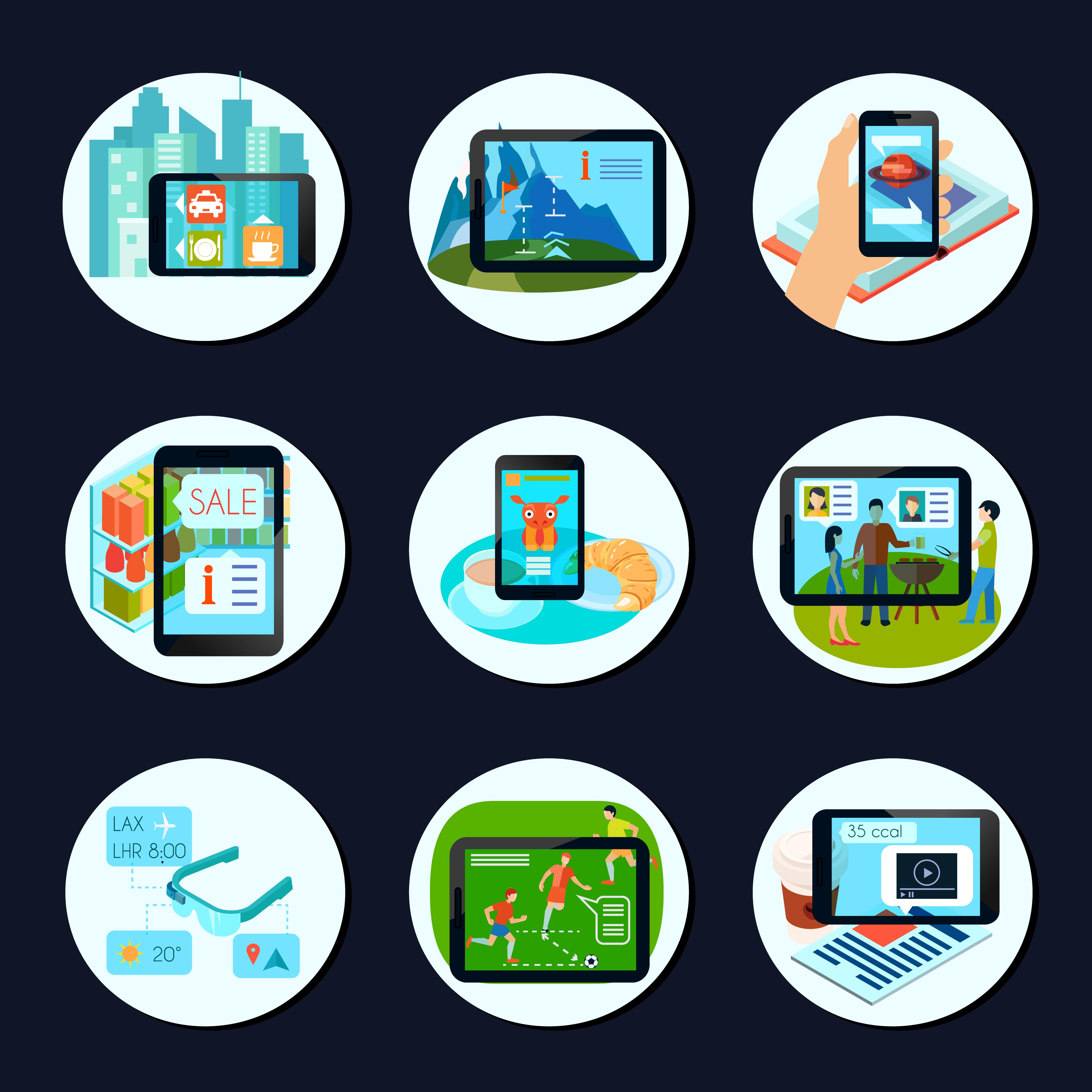 Augmented Reality Round Icons Set 471525 Vector Art at Vecteezy