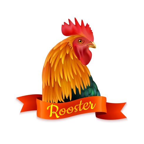 Red Rooster Head Profile Colorful Image vector