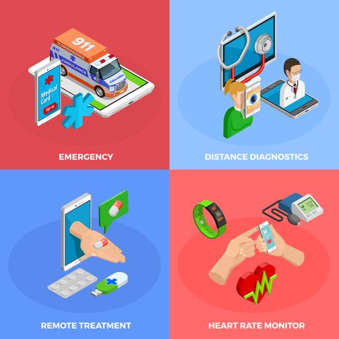 Digital Health Isometric Concept vector