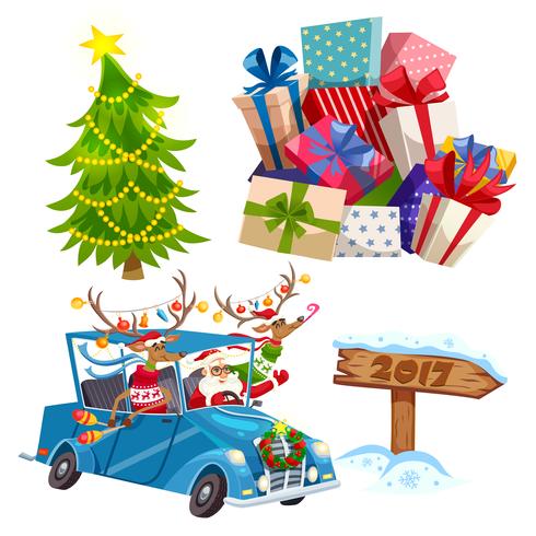 Cartoon Christmas Elements Set vector