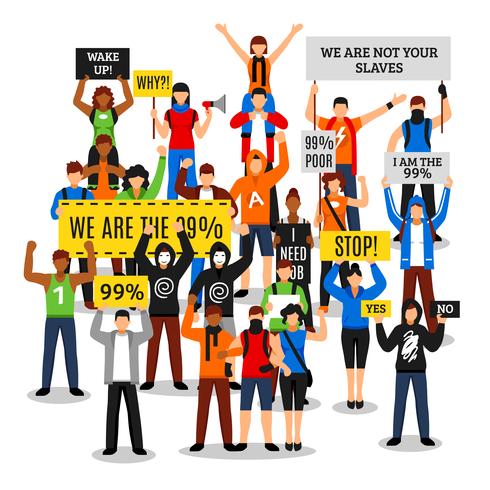 Protesting Crowd Faceless Composition vector