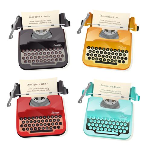 Typewriter Flat Set vector