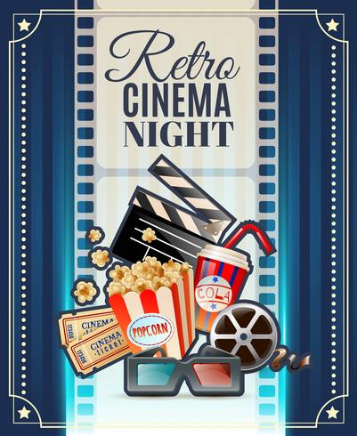 Retro Cinema Night Invitation Poster   vector