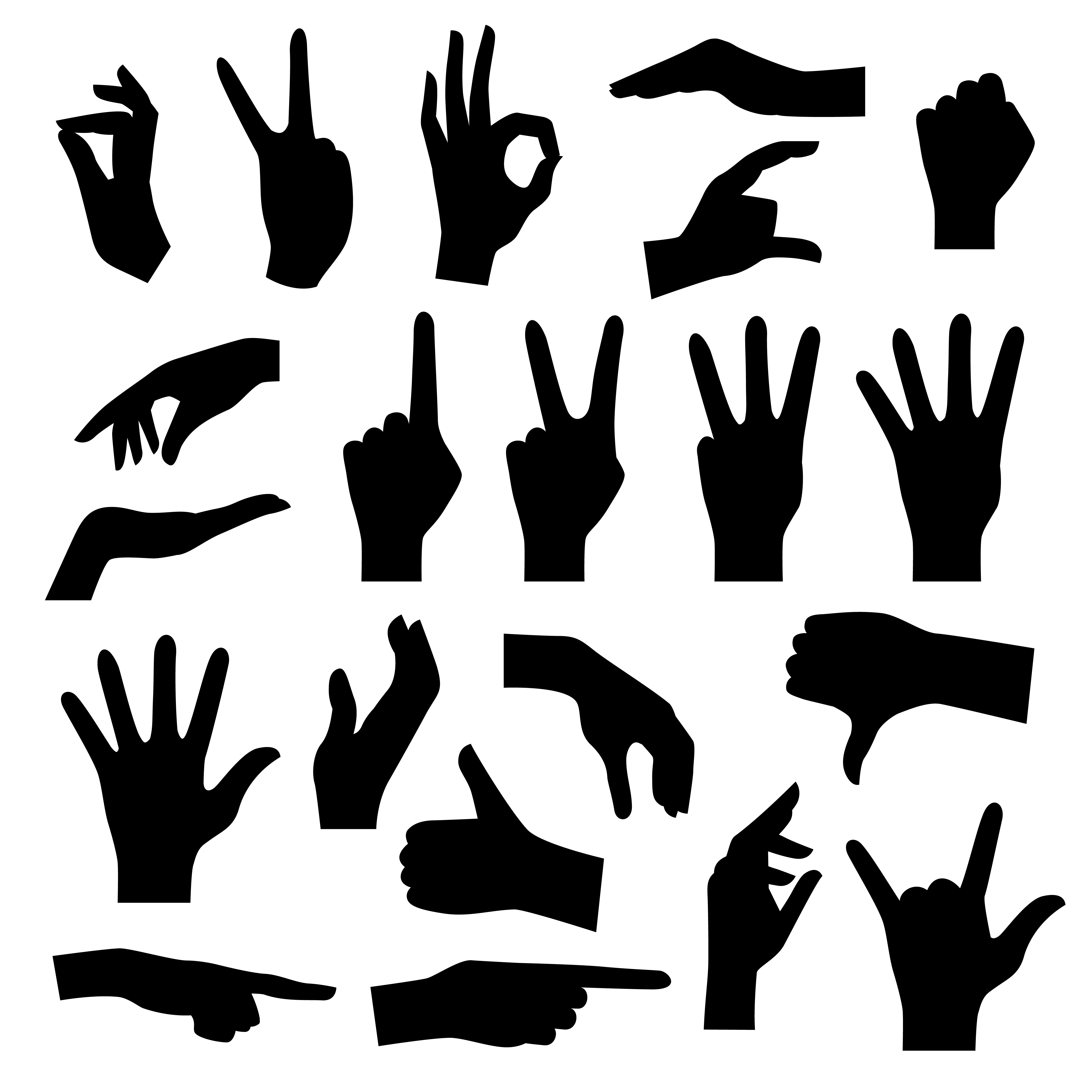 Hand Silhouettes Set Download Free Vectors Clipart