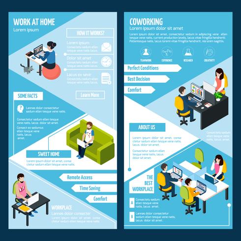 Coworking Vertical Banners Set  vector