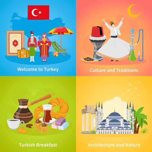 Turkey 2x2 Design Concept Set vector