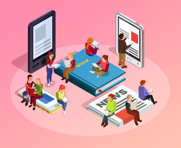 Reading People Isometric Composition vector