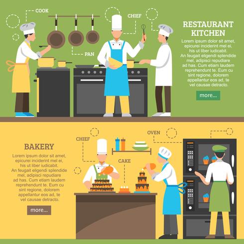 Banners horizontales de cocina profesional vector