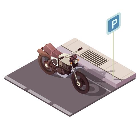 Concepto isométrico de la motocicleta vector