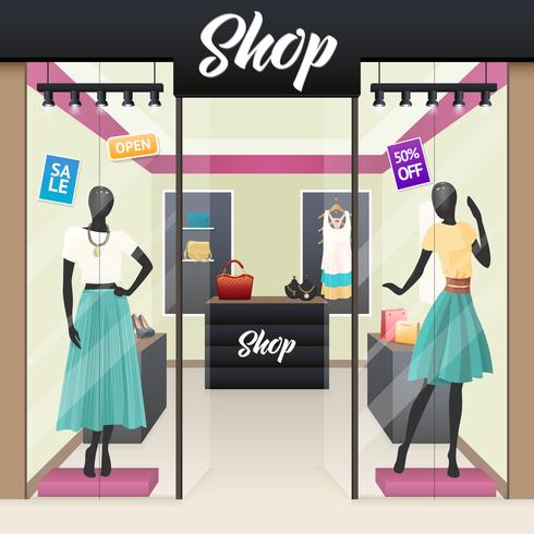 Women Fashion Shop Sale Window display vector