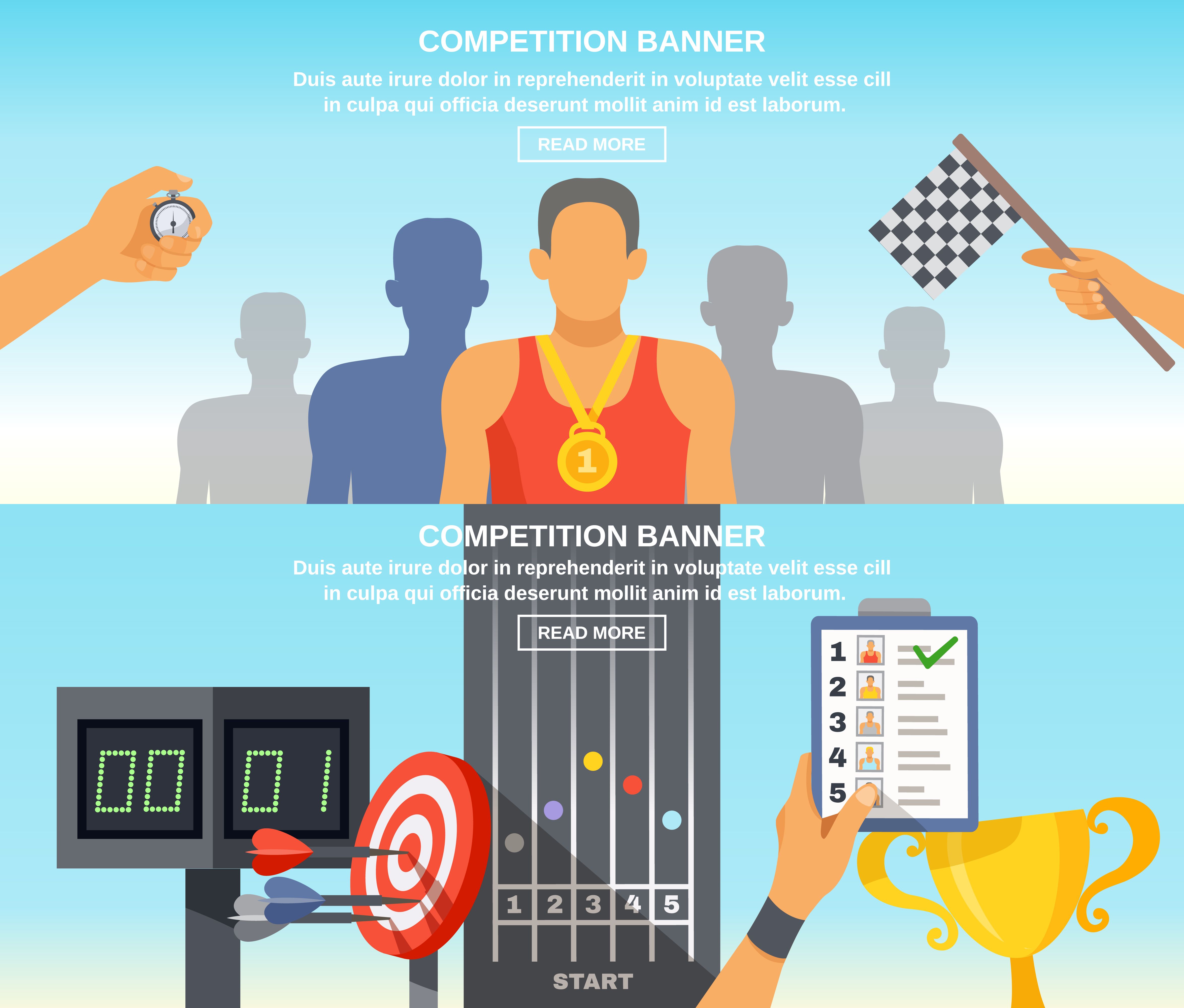 Sports Challenge Horizontal Banners Download Free Vectors