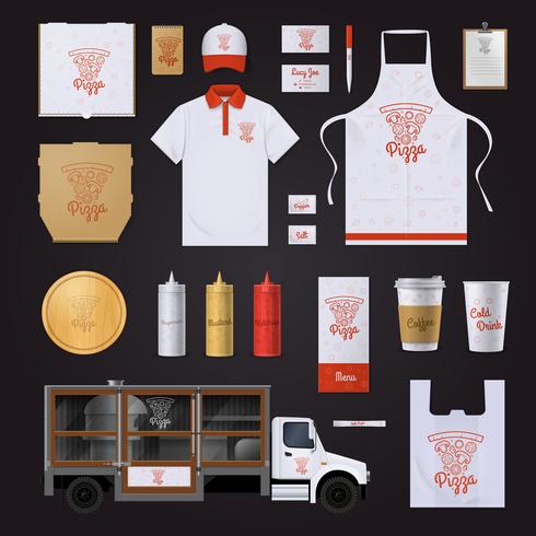 Pizza Corporate Identity Template Design Set vector