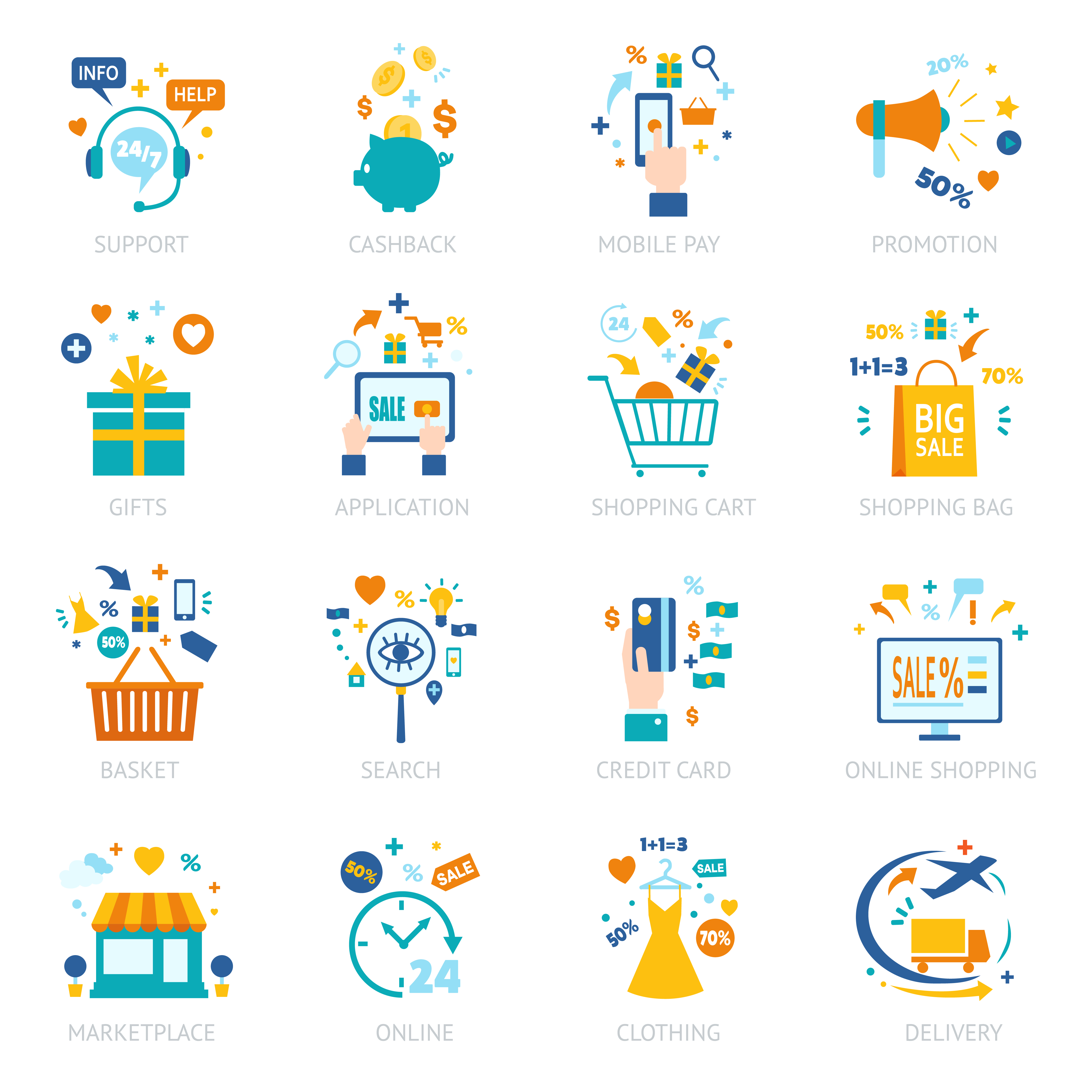 Online Shopping Icons Set 471835 Vector Art at Vecteezy