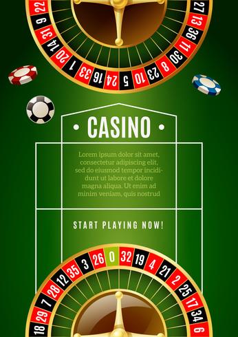 Casino clásico juego de ruleta anuncio cartel vector