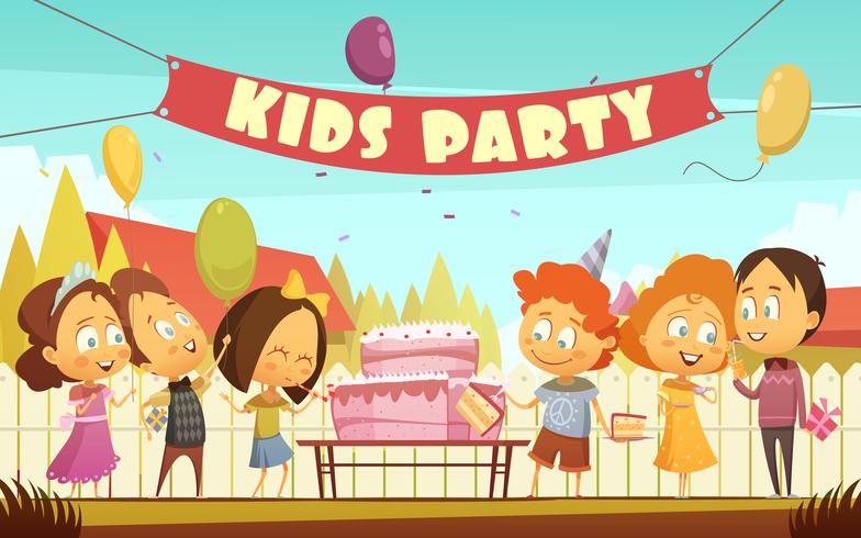 Fondo de dibujos animados de fiesta de niños vector