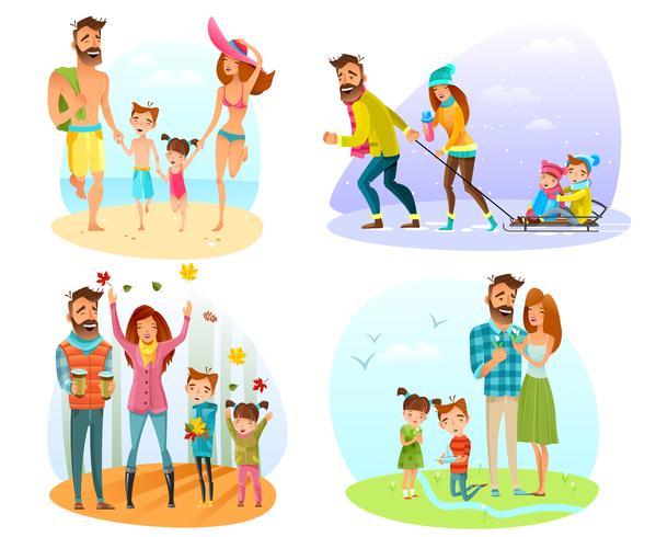 Season Family Set vector