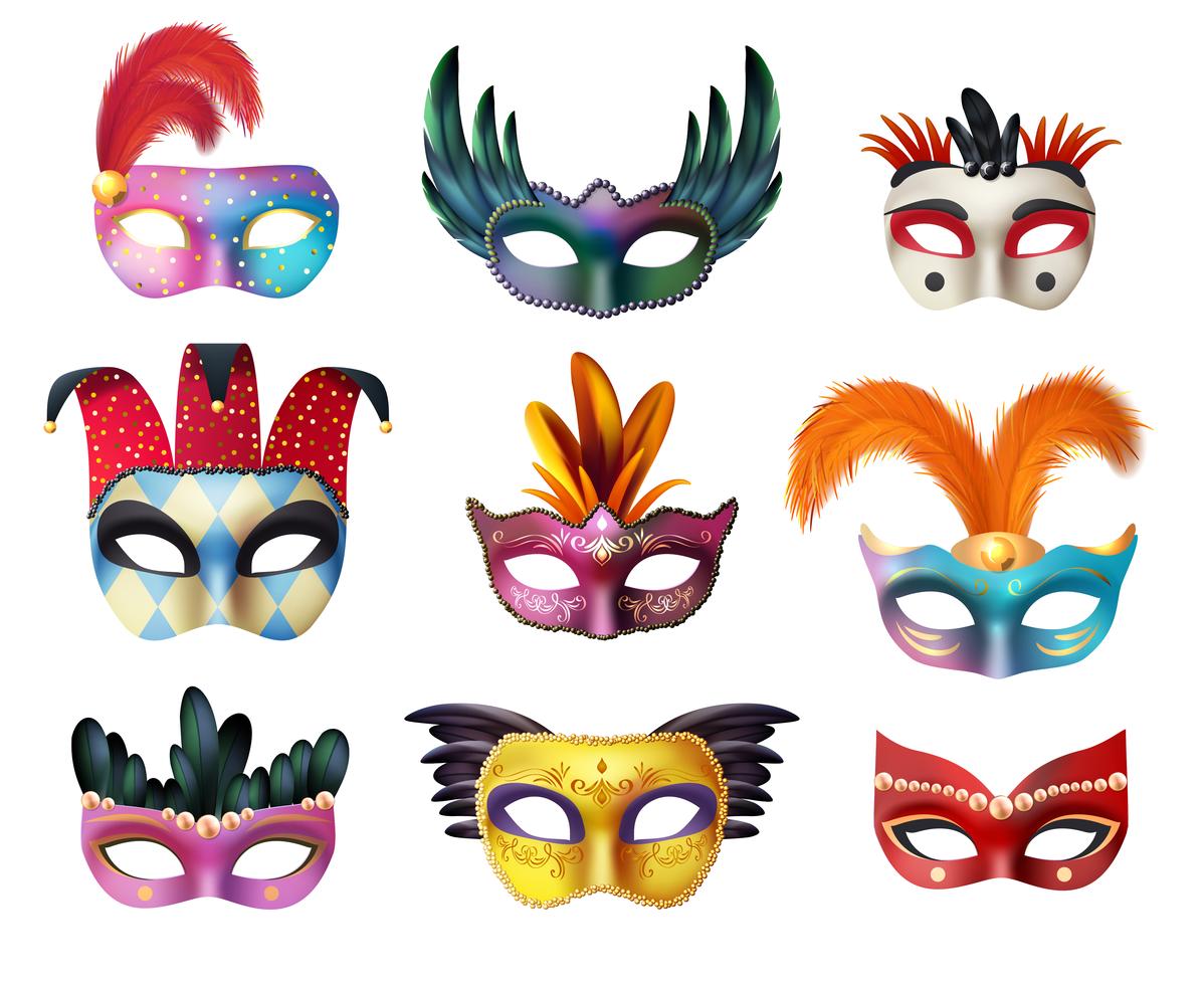 Masquerade Carnival Face Masks Realistic Set 471897 Vector Art at Vecteezy Masquerade Carnival Face Masks Realistic Set 471897 Vector Art at Vecteezy